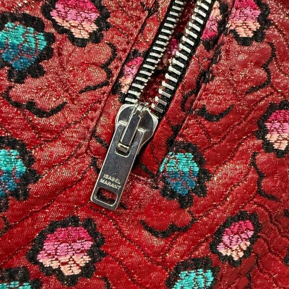 Isabel Marant Embroidered Leather Trim Moto Jacket Size S - Picture 4 of 8